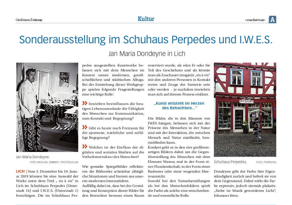 Gießener Zeitung:<br/>Sonderausstellung im Schuhhaus Perpedes und I.W.E.S.